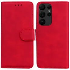 Samsung Galaxy S23 Ultra Fodral L&auml;der R&ouml;d