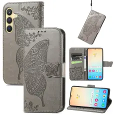 Samsung Galaxy S25 Plus Fodral Med Fj&auml;ril Tryck Gr&aring;