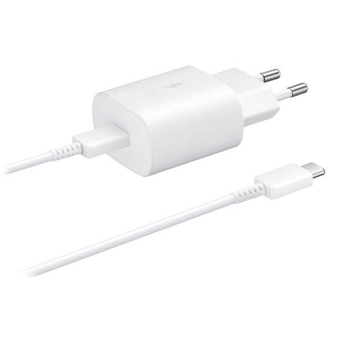 Bild 1, Samsung 25W 3A USB-C Laddare EP-TA800 inkl. 1.8m USB-C Kabel Vit
