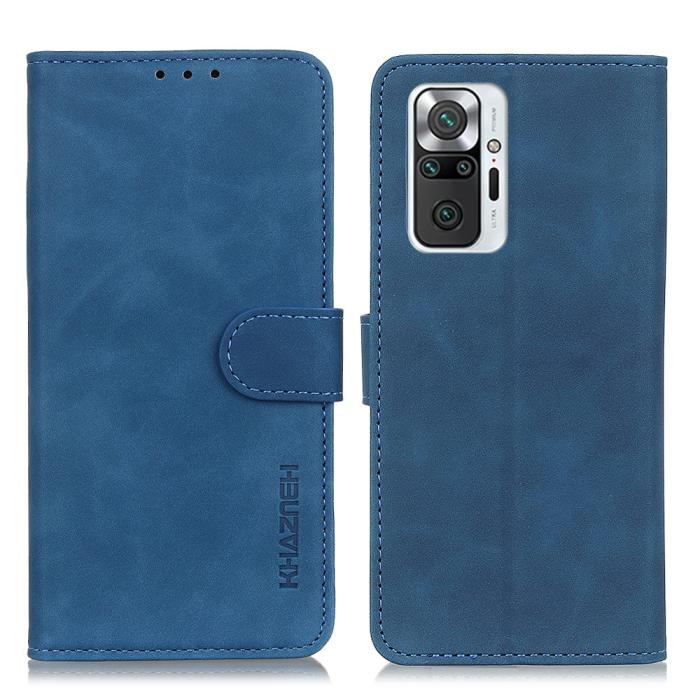 Bild 1, Xiaomi Redmi Note 10 Pro - KHAZNEH Retro Läder Fodral - Blå