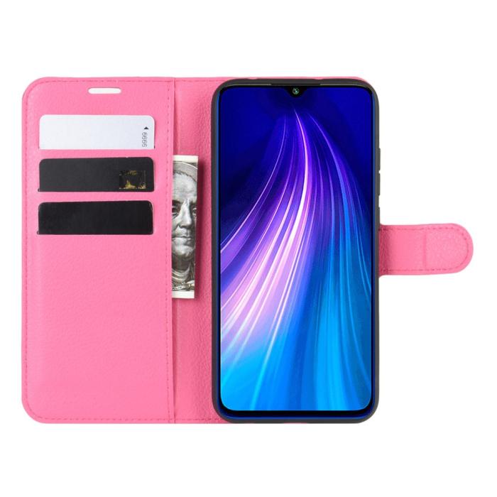 Bild 4, Xiaomi Redmi Note 8T - Litchi Plånboksfodral - Rosa