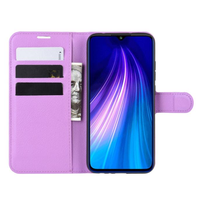 Bild 4, Xiaomi Redmi Note 8T - Litchi Plånboksfodral - Lila