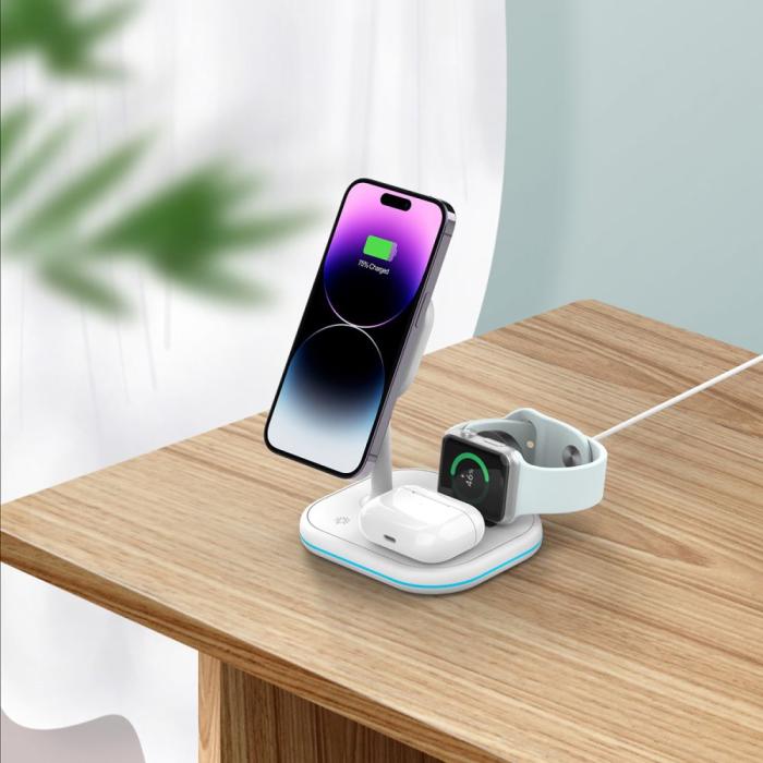 Bild 6, Tech-Protect 15W 3in1 Magnetisk MagSafe Laddare Vit