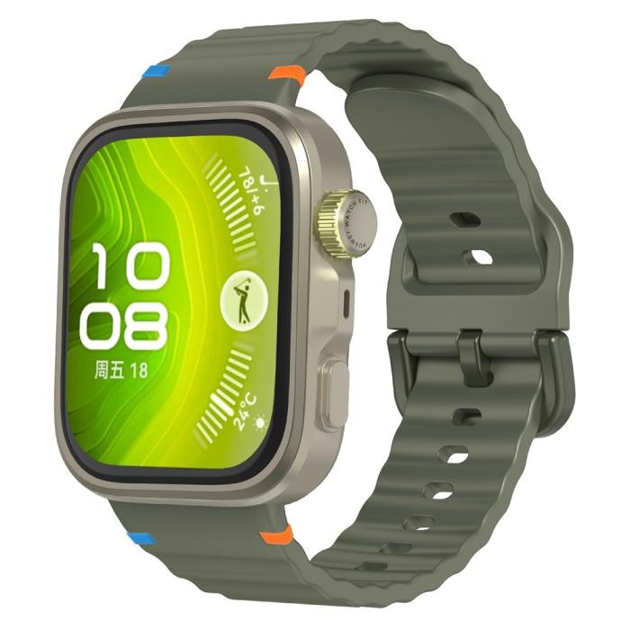 Bild 2, Huawei Watch Fit 4 Pro / 4 / 3 Klockarmband Wave Silikon Grön