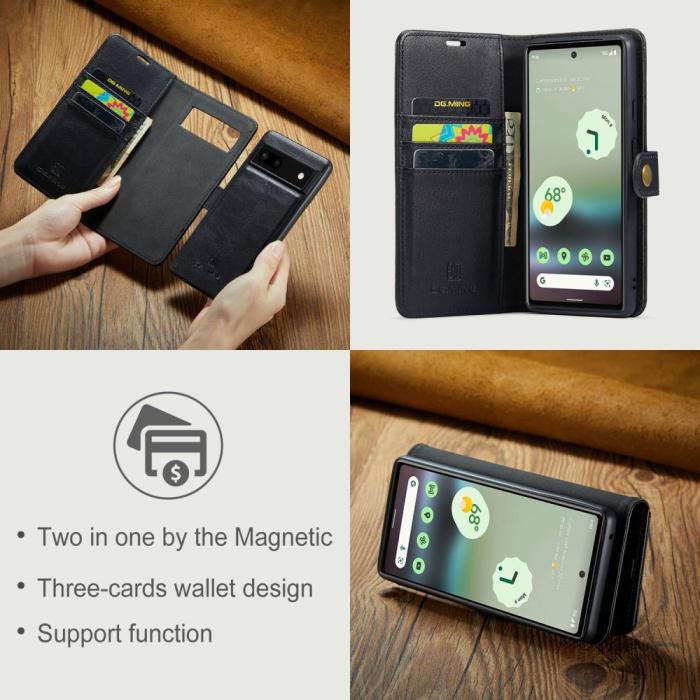 Bild 6, DG.MING Google Pixel 6A 2in1 Magnet Fodral / Skal Svart