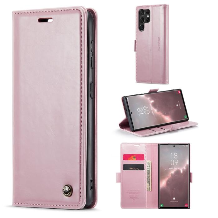 Bild 1, CASEME Samsung Galaxy S23 Ultra Fodral Wax Textur Roséguld