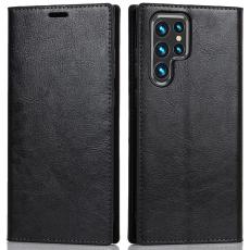 Samsung Galaxy S22 Ultra Fodral Flip Äkta Läder Svart