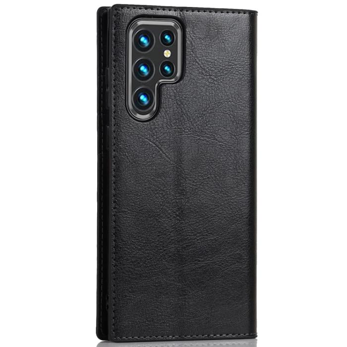 Bild 3, Samsung Galaxy S22 Ultra Fodral Flip Äkta Läder Svart