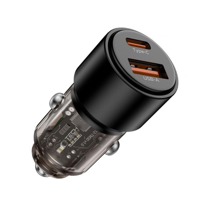 Bild 2, Tech-Protect 95W PD QC Billaddare USB-C / USB-A Svart