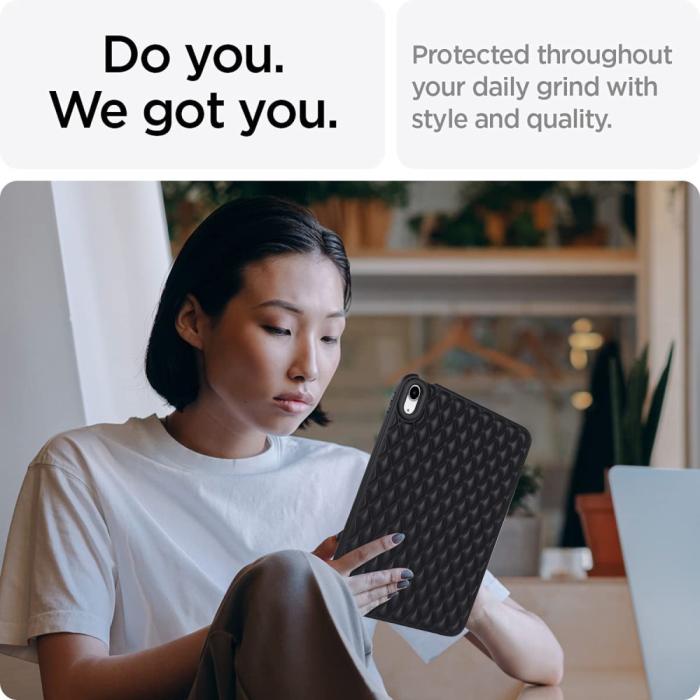 Bild 3, iPad Air 2025-2020 Skal Diamond Textur TPU Svart