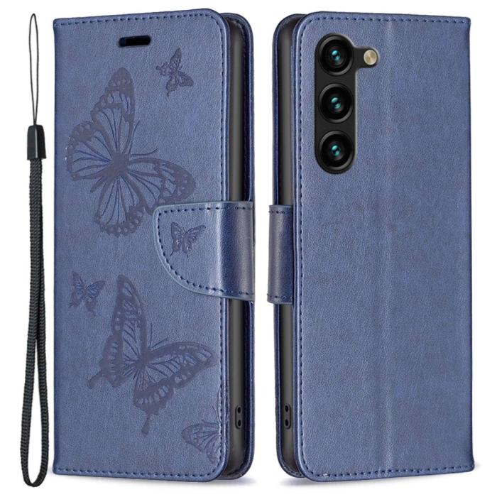Bild 1, Samsung Galaxy S23 Plus Fodral Fjärilar Mörk Blå