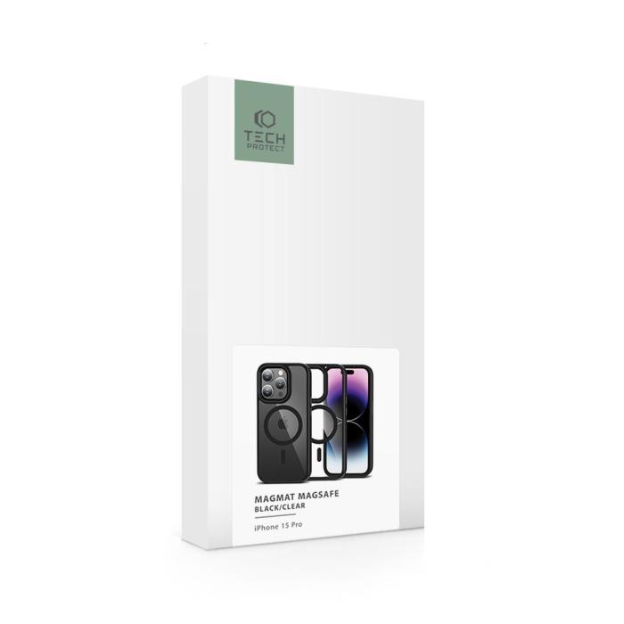 Bild 6, Tech-Protect iPhone 15 Pro Skal MagSafe MagMat Svart/Transparent