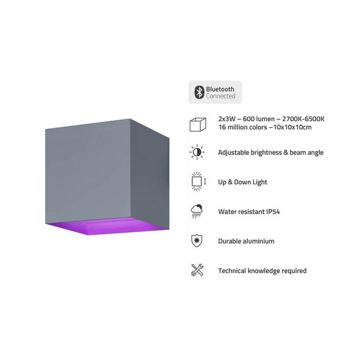 Bild 7, Hombli Smart Vägglampa Inomhus och Utomhus RGB CCT Grå