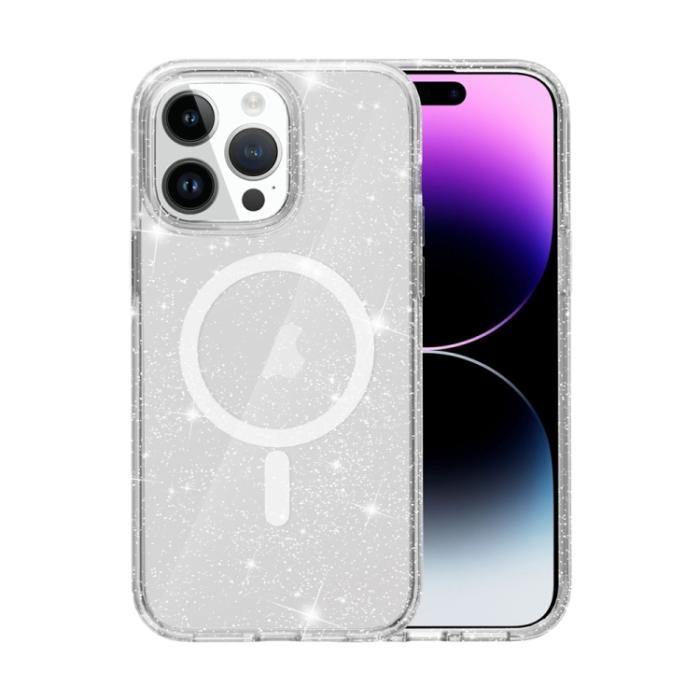 Bild 1, iPhone 15 Pro Max Skal MagSafe Glitter Transparent