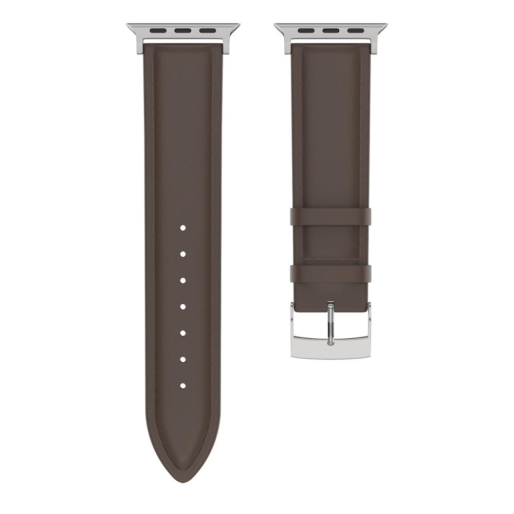 Äkta Läder Armband Apple Watch 41/40/38 mm Mörk Brun