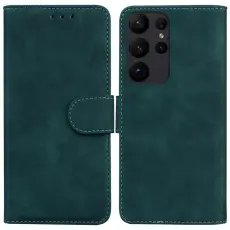 Samsung Galaxy S23 Ultra Fodral L&auml;der M&ouml;rk Gr&ouml;n