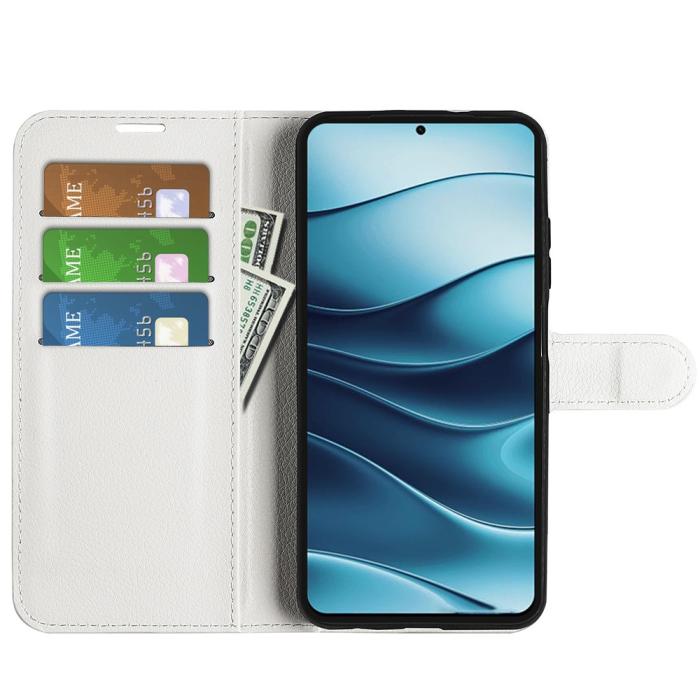 Bild 2, Xiaomi Redmi Note 14 5G Fodral Litchi Läder Vit