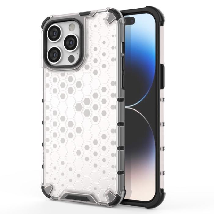 Bild 1, iPhone 15 Pro Skal Honeycomb Shockproof Vit