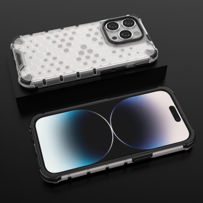 Bild 3, iPhone 15 Pro Skal Honeycomb Shockproof Vit
