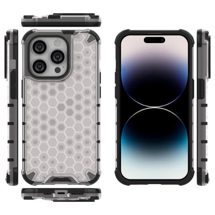Bild 4, iPhone 15 Pro Skal Honeycomb Shockproof Vit