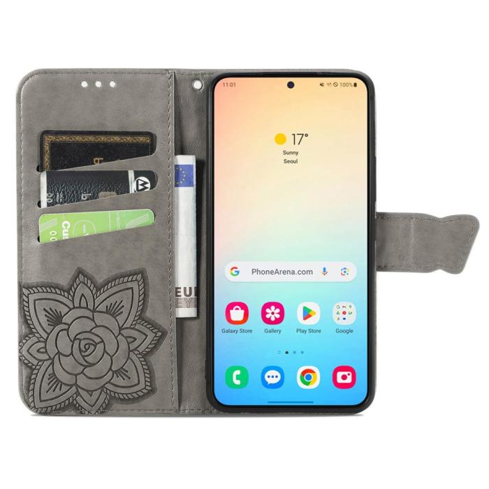 Bild 3, Samsung Galaxy S25 Plus Fodral Med Fjäril Tryck Grå