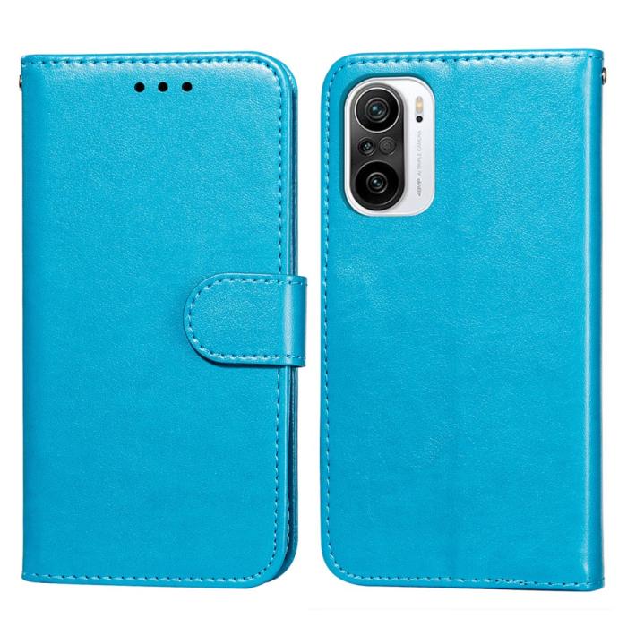 Bild 1, Xiaomi Mi 11i - Solid Läder Fodral - Blå