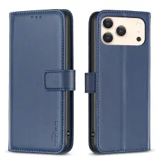BINFEN iPhone 17 Pro Fodral L&auml;der Bl&aring;