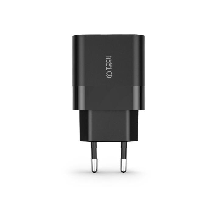Bild 2, Tech-Protect 30W PD/QC USB-C / USB-A Väggladdare Svart