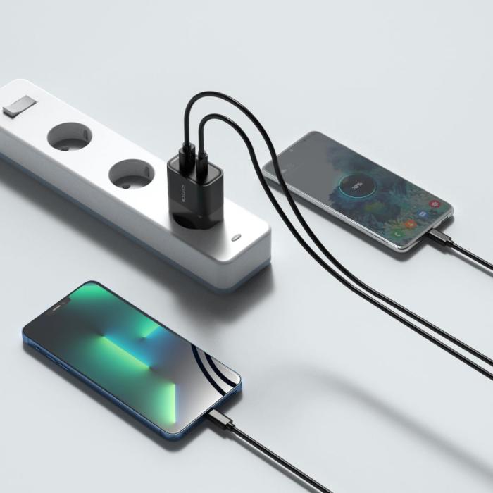 Bild 5, Tech-Protect 30W PD/QC USB-C / USB-A Väggladdare Svart