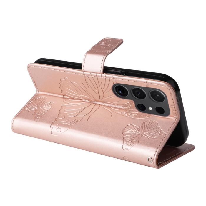Bild 4, Samsung Galaxy S24 Ultra Fodral Butterfly Roséguld