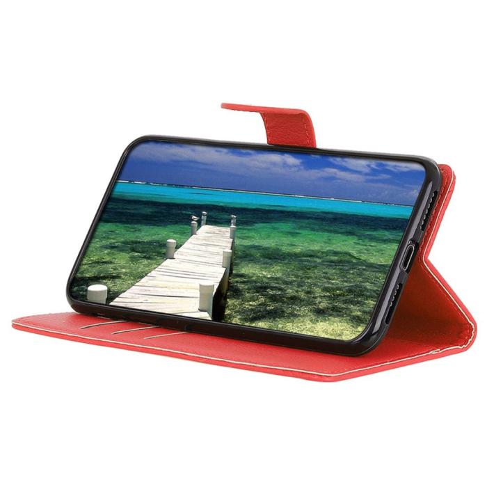Bild 3, Galaxy S25 Plus / S24 Plus Fodral Litchi Läder Röd