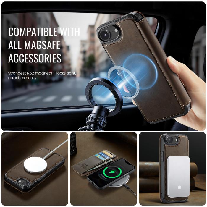 Bild 2, CASEME iPhone 16e/17e Skal RFID Plånbok Brun
