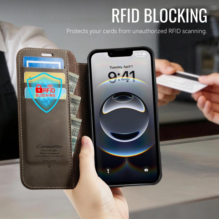 Bild 4, CASEME iPhone 16e/17e Skal RFID Plånbok Brun