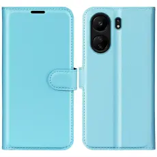 Xiaomi Redmi 13C 4G Fodral Litchi L&auml;der Ljus Bl&aring;