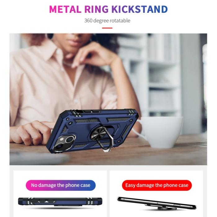 Bild 3, iPhone 14 Plus Skal Shockproof Ring Blå