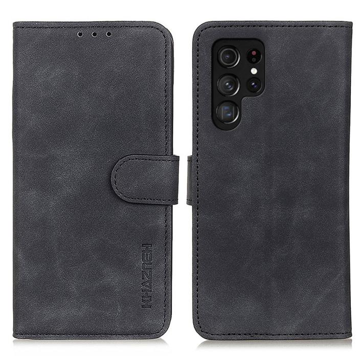 Bild 1, KHAZNEH Samsung Galaxy S22 Ultra Fodral Retro Läder Svart