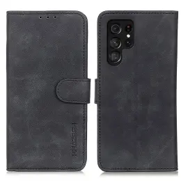 KHAZNEH Samsung Galaxy S22 Ultra Fodral Retro Läder Svart
