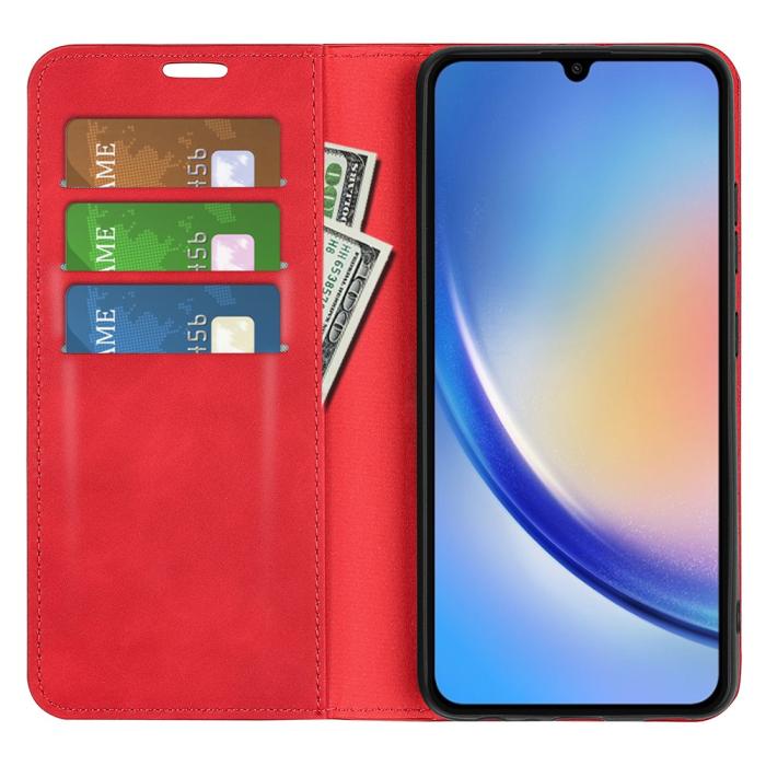Bild 2, Samsung Galaxy A35 5G Fodral Flip Skin Touch Röd
