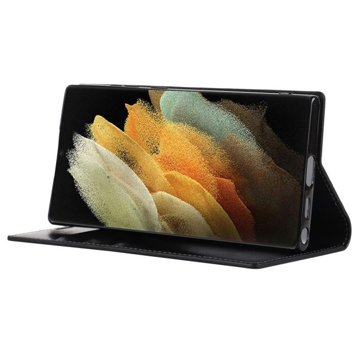 Bild 4, Samsung Galaxy S22 Ultra Fodral Flip Äkta Läder Svart