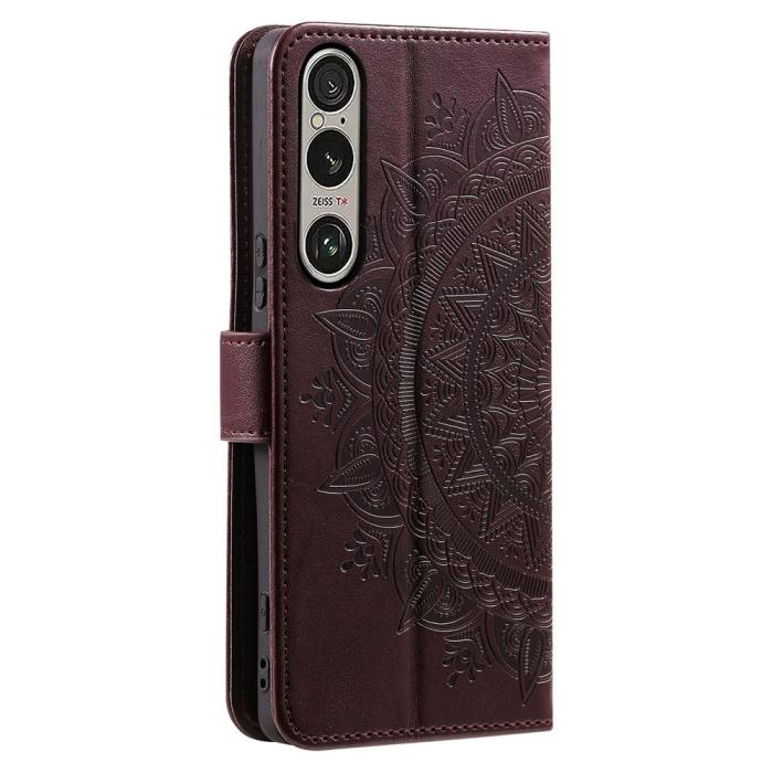 Bild 6, Sony Xperia 1 VII Fodral Mandala Läder Brun