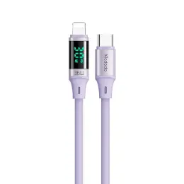 Mcdodo 36W 1.2m PD USB-C - Lightning LED Silikon Kabel Lila