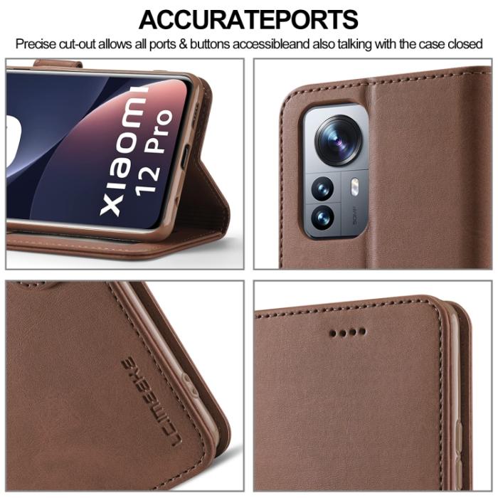 Bild 5, LC.IMEEKE Xiaomi 12 Fodral Läder Brun