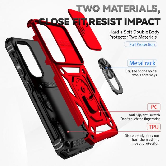 Bild 6, Samsung Galaxy S23 Plus Skal CamShield Ring Röd