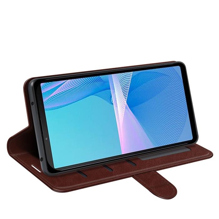 Bild 3, Sony Xperia 10 IV Fodral Crazy Horse Läder Brun