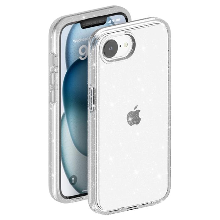 Bild 4, iPhone 17e / 16e Skal Glitter Shockproof Transparent