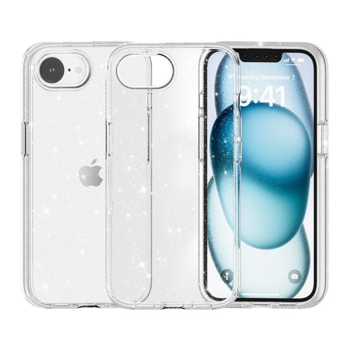 Bild 6, iPhone 17e / 16e Skal Glitter Shockproof Transparent
