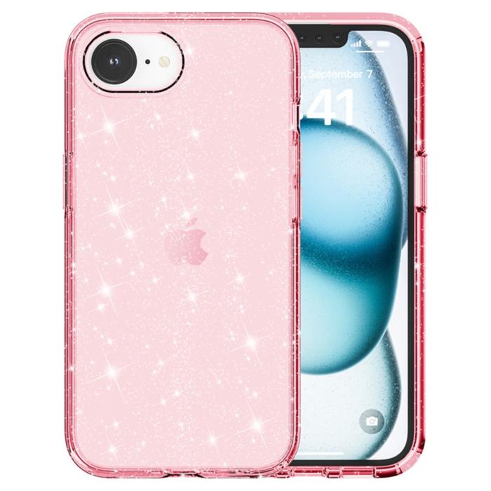 Bild 2, iPhone 17e / 16e Skal Glitter Shockproof Rosa