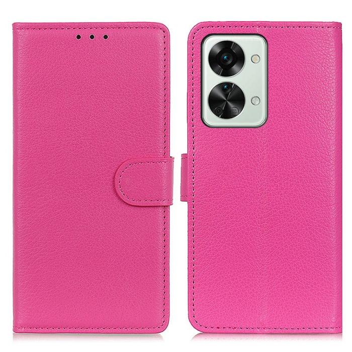 Bild 1, OnePlus Nord 2T 5G Fodral Litchi Läder Rosa