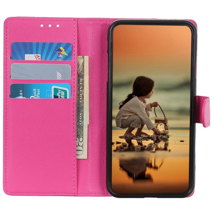Bild 3, OnePlus Nord 2T 5G Fodral Litchi Läder Rosa