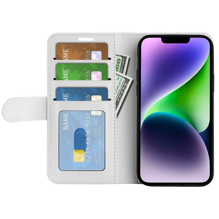 Bild 2, iPhone 15 Plus Fodral Crazy Horse Läder Vit